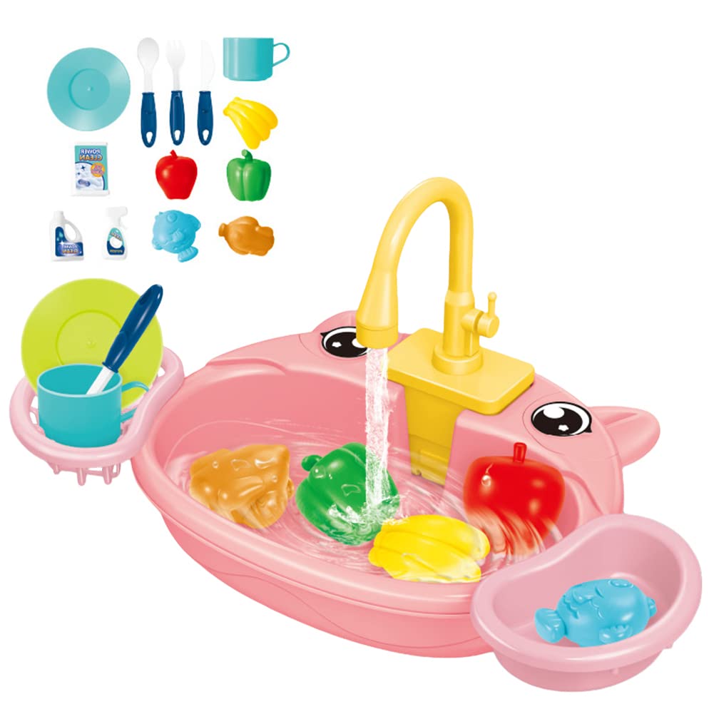 Juguete de Fregadero de Cocina para Niños, Juego de Fregadero de Cocina con Grifo, Juguete para Lavar Platos Accesorio de Cocinita Infantil Juegos de Imitación para Niños Y Niñas