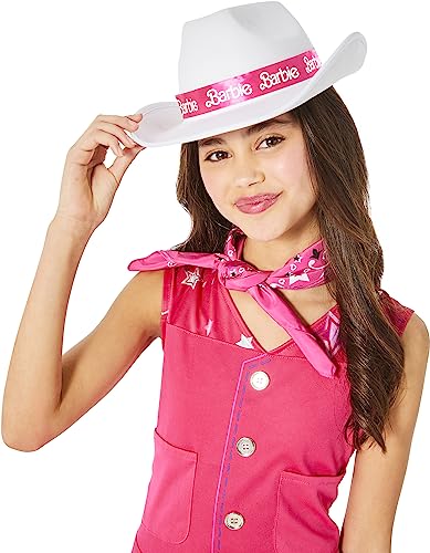 InSpirit Designs Kids Barbie and Ken Cowboy or Cowgirl Hat | Officially Licensed | White Cowboy Hat | Interchangeable Barbie and Ken Ribbons