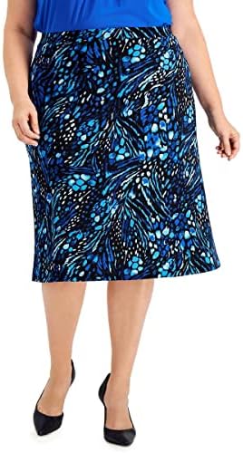 Kasper Womens Plus Printed Calf Midi Skirt