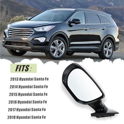 Lqito Left Driver side Mirror Compatible with 2013-2018 Hyundai santa Fe Sport with Manual folding Power glass Heated with turn signals Can be DIY Paintable Replace# HY1320201(6 Pins)
