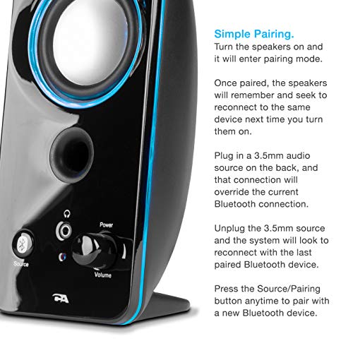 image for Cyber Acoustics 2.0 Color Changing Desktop Speaker System with Bluetoo