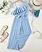 YOURUIKEY Girls' Jumpsuit Kid Ruffle Trim Halter Wide Leg Pleated Blue Long Romper with Belt Cute Summer Outfits for Tween Girl Size 12
