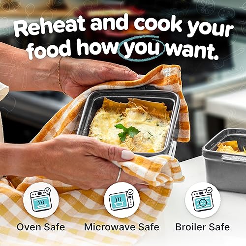 Image of Souper Cubes Ceramic Baking Dishes 2.0-5 inch x 5 inch Baking Dishes with Silicone Lids, Individual Baking Dishes for Oven, Microwave, Oven and Air Fryer Safe, USA Made, Set of 2 - Charcoal