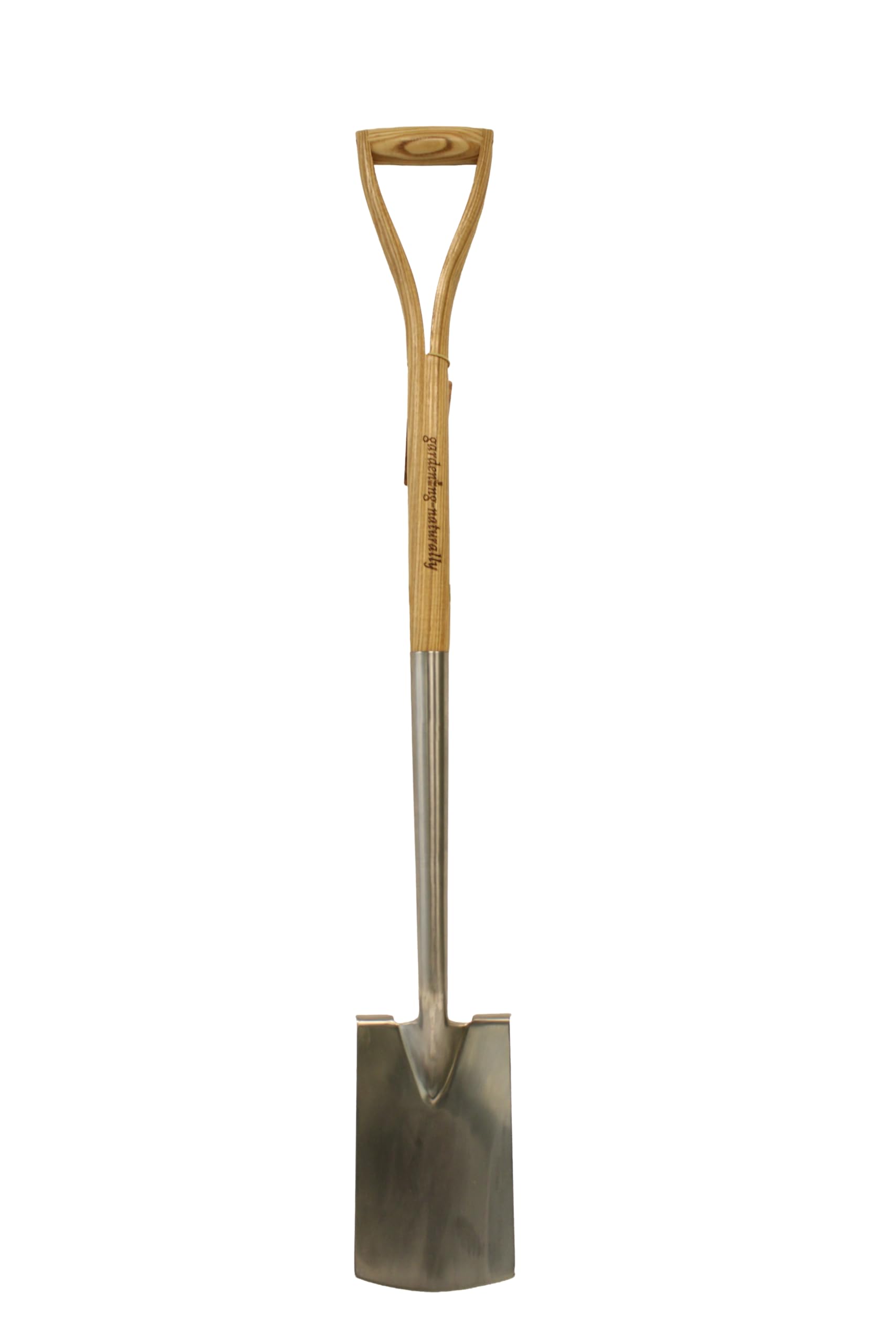 Stainless Steel Digging Spade with Ash Wood Handle and D Grip Garden Spade for Trenching Planting Turf Cutting Soil Preparation 110 cm