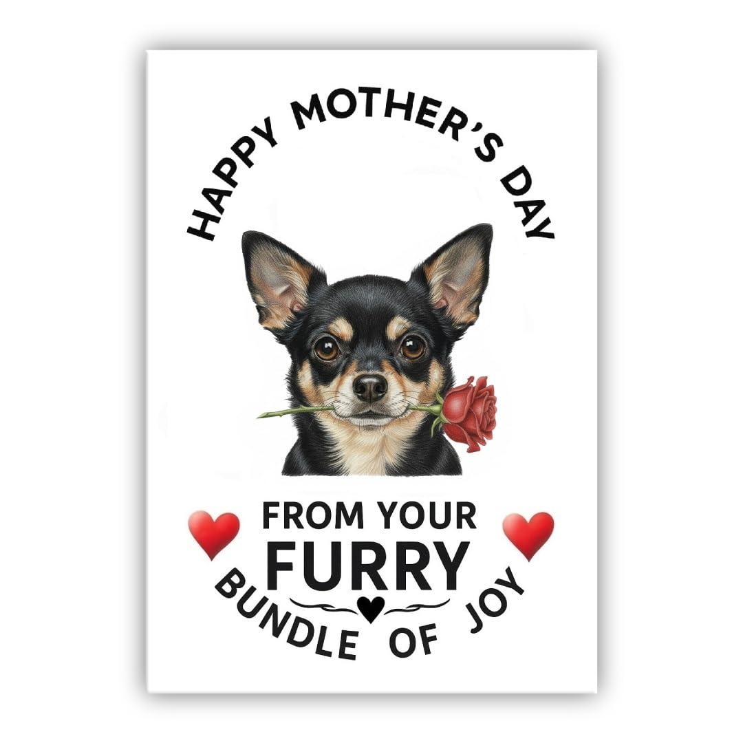 Mother’s Day Dog Card – Pet Mothers Day Greeting Card from the Dog - “Happy Mother’s Day” - Many Breeds Available (• Chihuahua black and tan) — image 1