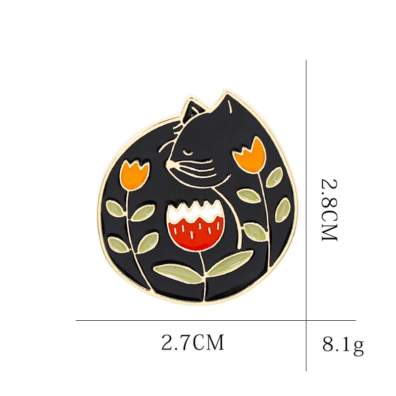 Black Cat and Flower Enamel Pin Brooch Cute Hard Enamel Lapel Pin Cartoon Badge for Children's Day Gift Clothes Backpacks Badges Hats Bags2