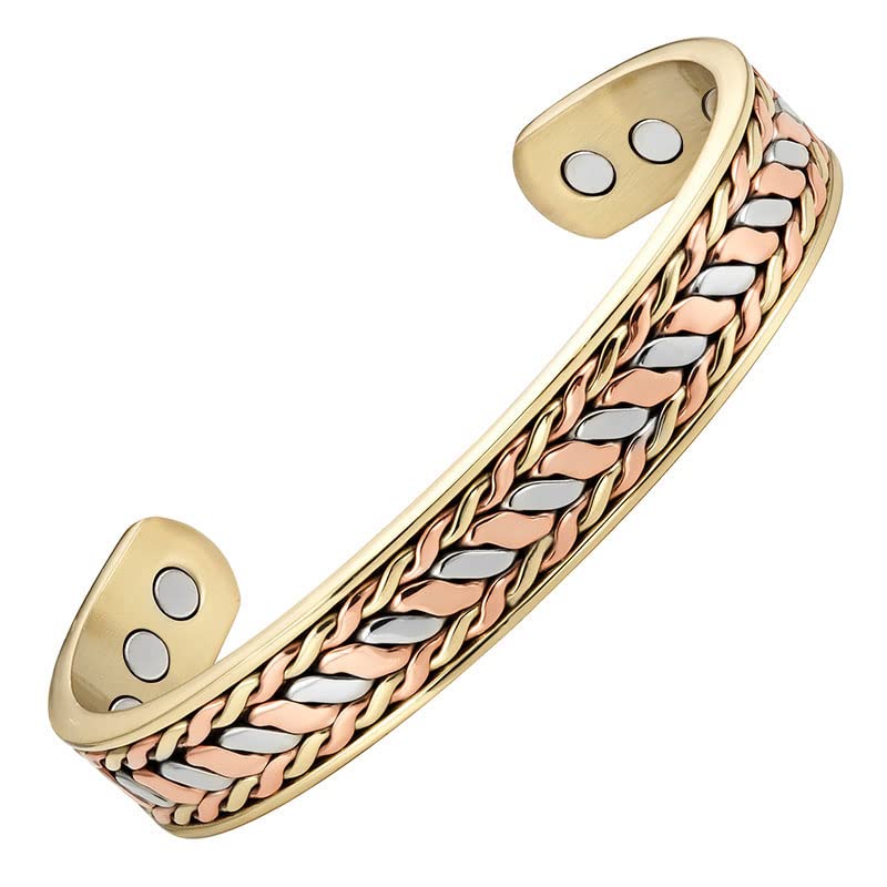 EnerMagiXCopper Magnetic Bracelet for Men Women, 100% Solid Copper Cuff Bangle with 8 3500 Guass Magnets, Adjustable Size Brazaletes (CPB-1057)