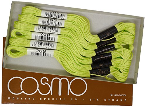 cosmo 25番刺しゅう糸 8m束 Col.269 黄緑 系 1箱 6束入り