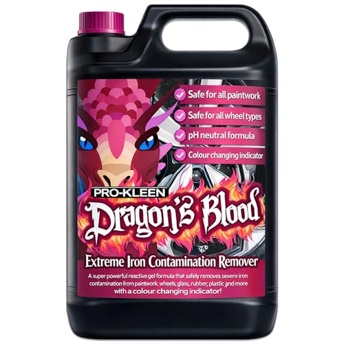 Pro-Kleen Dragons Blood Extreme Fallout Remover 5L Ultimate Iron Contamination Cleaner for All Wheel Types! Super Concentrated pH Neutral Formula Perfect for Alloy Rims Paintwork and Glass