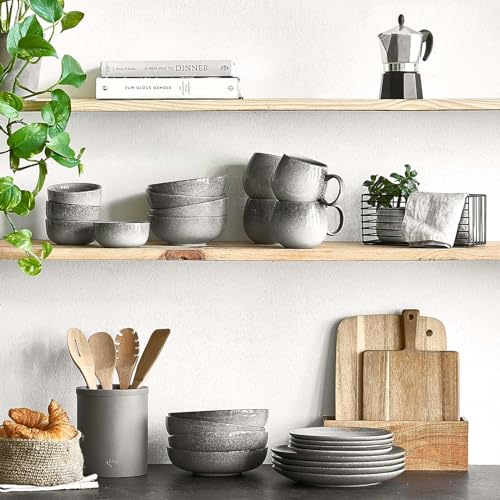 Springlane Misty Cliff - Set di 2 ciotole in gres porcellanato, colore: Grigio - immagine 5