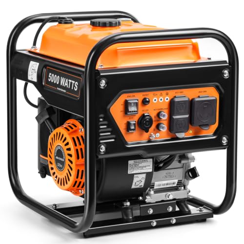 Oxseryn 5000W Inverter Generator Gas Powered, Open Frame Generator, Portable Outdoor Power Equipment, Emergency Home Backup, RV Ready 30A Outlet, ECO Mode, EPA Compliant