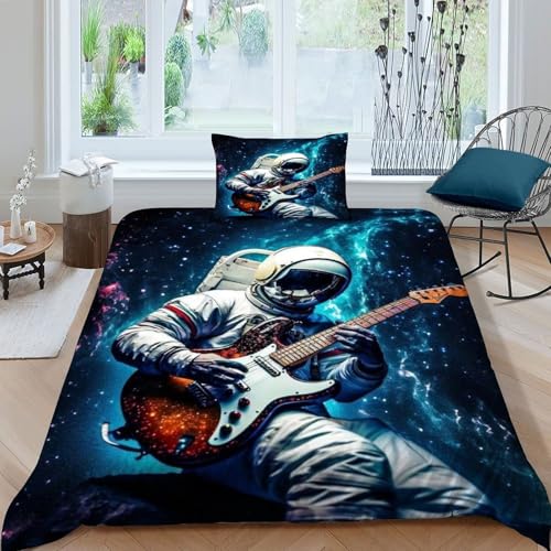 Parure de lit microfibre astronaute housse de couette space theme ado lit simple - 3