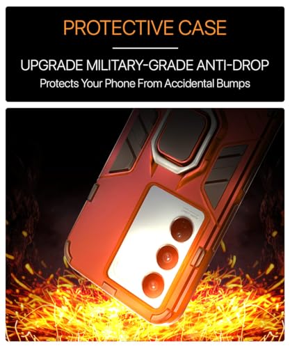 Image of WOW IMAGINE Shock Proof Back Case Mobile Cover for Vivo V27 | V27 Pro 5G (Tough Armor | Hybrid PC + TPU | Full Protection with Ring Holder & in-Built Kickstand | Red)
