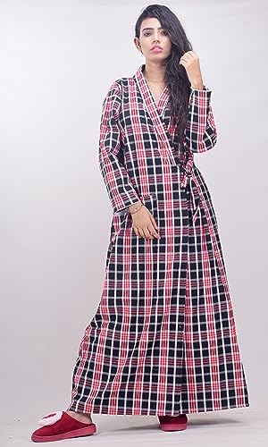 Image of CLYMAA Women's Exclusive Winter Warm Housecoat /Rapper /Robe /Full Open Nighty (WHC2125003BKRDS) Red