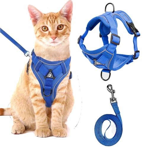 Tiagoboo Cat Harness and Leash Set,Escape Proof Adjustable Soft Lightweight Kittens Vest Harnesses with Reflective Strips for Small Medium Large Cats,Walking Travel cat Harness Outdoor