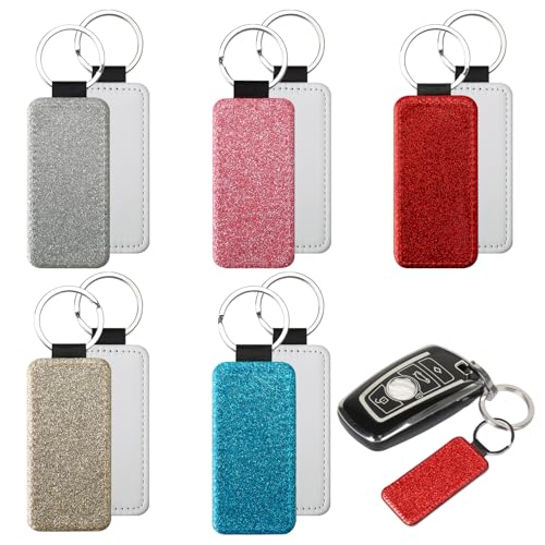 imposyu 10 Stück Leder Schlüsselanhänger Sublimation Rohlinge Sublimations Schlüsselanhänger Rohlinge für DIY-Sublimationsprozess