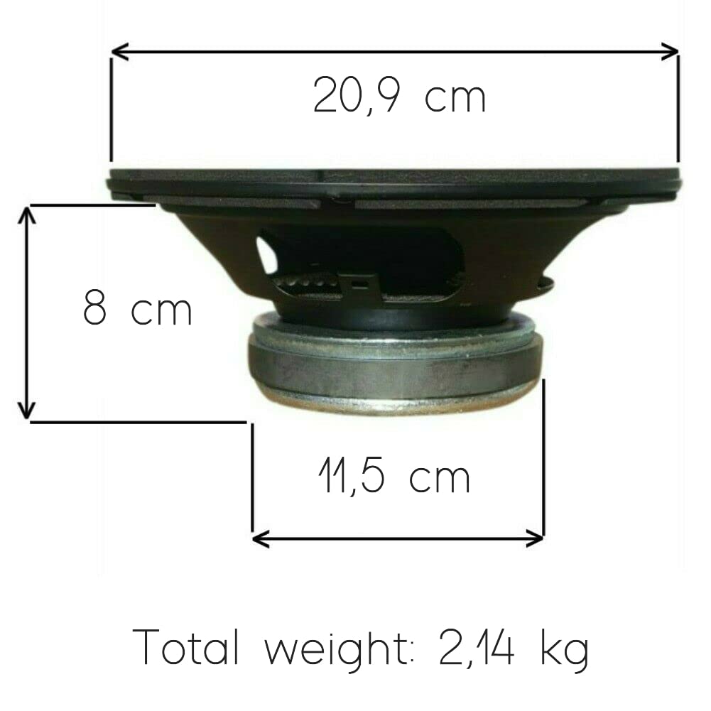 KIT SET PER FAITAL PRO 8FE200 8 ohm, 1 woofer altoparlante diffusore da 20 cm 200 mm 8" di diametro da 130 watt rms e 260 watt max per casa sensibilità 95 db, 1 pezzo