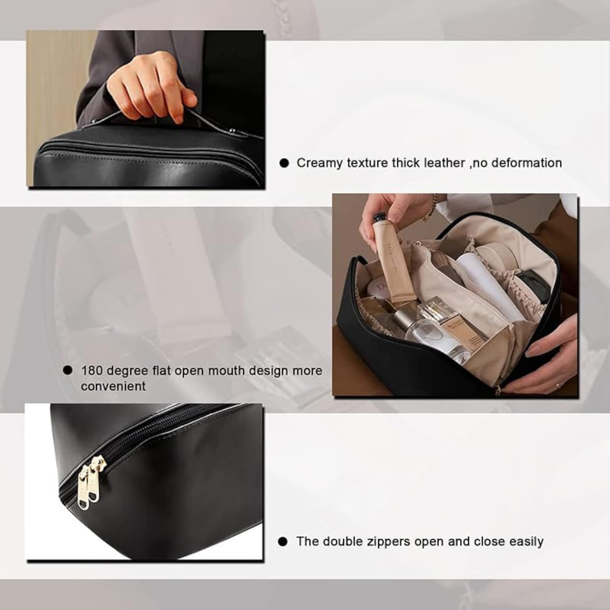 Large Capacity Portable Leather Cosmetic Travel Bag