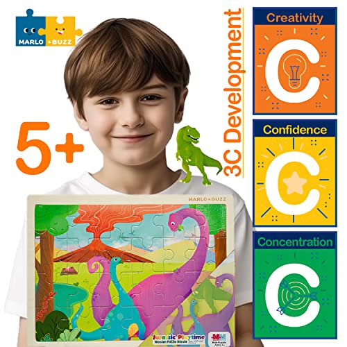 Marlo & Buzz 07 Dinosaur Wooden Puzzles For Kids Ages 4-8/8-10 Year Old Bundle Set Of 4 | 24Pcs Jigsaw Puzzle thumb #4