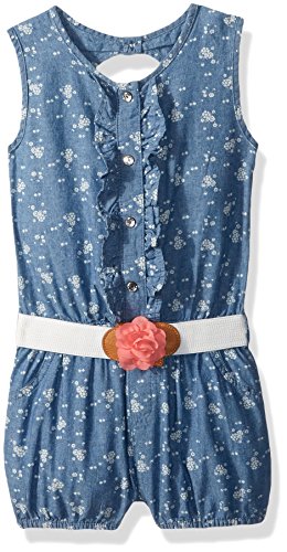 Little Lass Girls' Little 1 Pc Belted Chambray Romper, 5