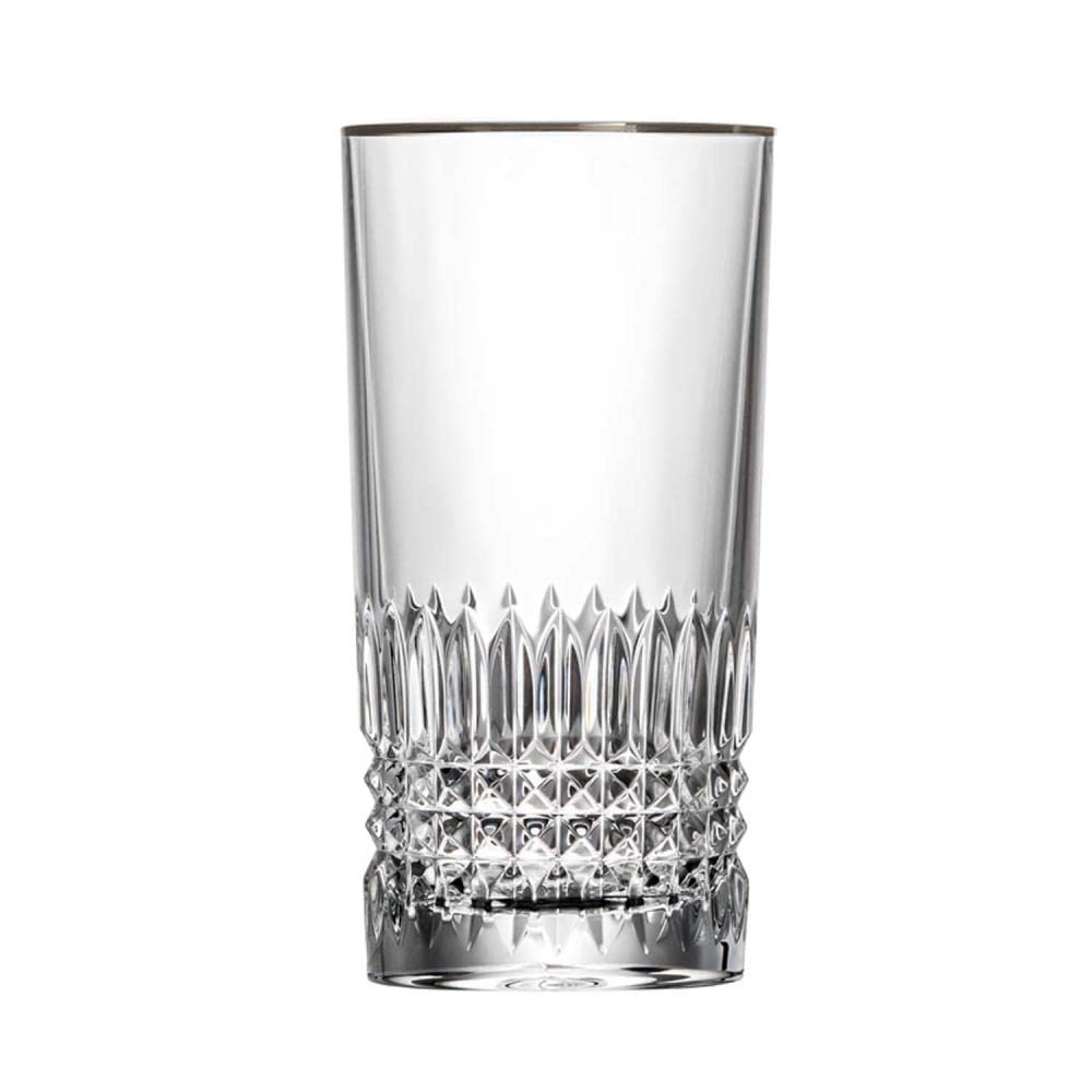 ARNSTADT KRISTALL Empire Platinum - Copas, Vaso alto (14 cm, cristal soplado artesanalmente, pulido a mano, fabricado en Alemania, borde de platino)