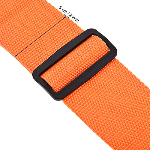 Image of uxcell Luggage Strap Suitcase Belt with 2 Buckles, 2Mx5cm Cross Adjustable PP Travel Packing Accessory, Orange
