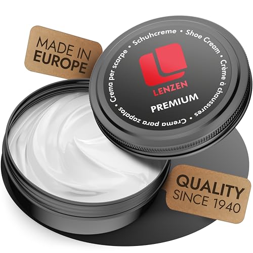 Shoe polish for smooth & grained leather Premium leather care for shoes adds shine & refreshes color Leather balm (White US)