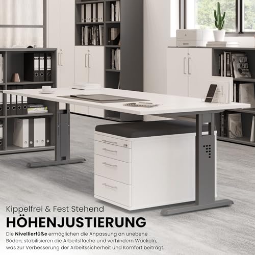 Manuell höhenverstellbarer Schreibtisch Bümö O-Serie 200×100 cm