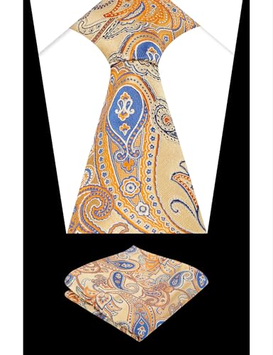 Image of Alizeal Mens 3.15'' Vintage Paisley Tie Pocket Square Set | Elegant Perfect for Banquet Wedding and Party