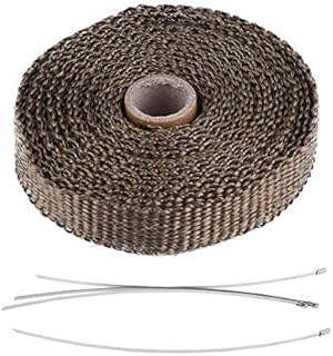 Car Exhaust Heat Wrap, 5m Heat Deflectors Roll Motorcycle Car Insulation Tape Exhaust Heat Wrap with 4 Stainless Steel Cable Ties (Titanium)