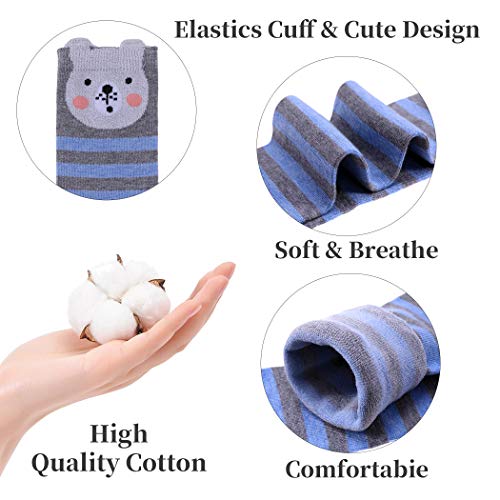 Image of FNOVCO Girls Knee High Socks Cartoon Animal Patterns Cotton Over Calf Socks