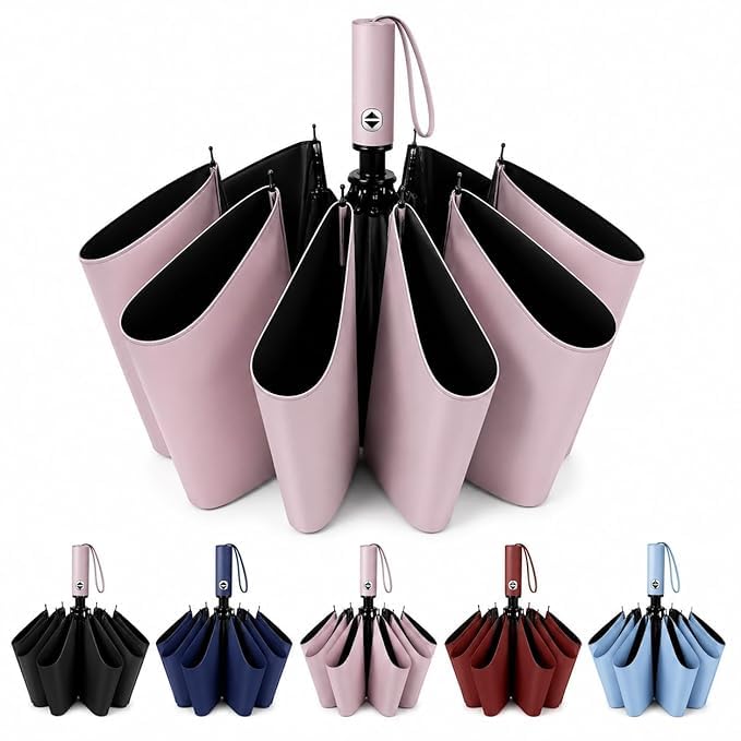 Image of YouCopia UV Coated Auto Open Close 10 Ribs Sun and Rain Folding Travel Umbrella, Portable Compact Rain Umbrella for Men & Women Strongest Premium Auto Folding Umbrella for Rain and Sun