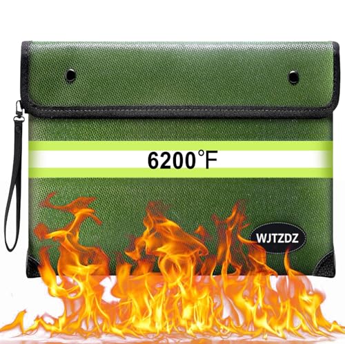 6500F Upgraded Fireproof Money Bag 10 Layers of Heat Insulated Materials Fire Proof Box with Waterproof Zipper/Reflective Strip Document Bag with Handle for Cash Important Documents