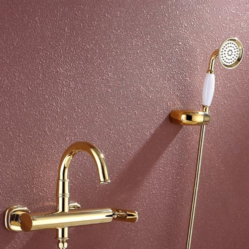 Mitigeurs de bain chaud froid avec mitigeur mural et inverseur de douche dorée - 3