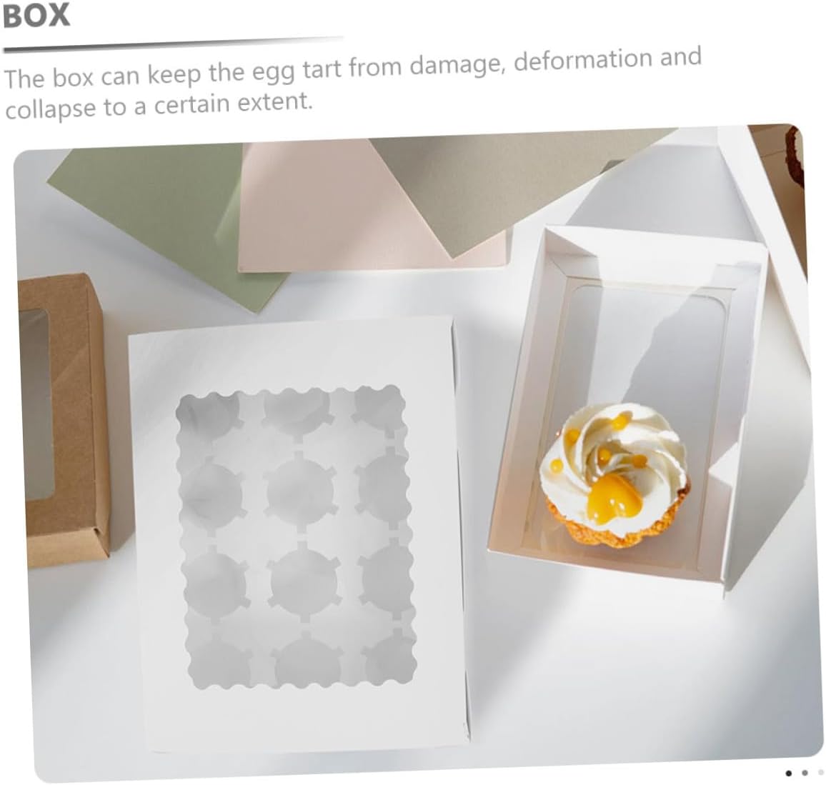 Milisten 10pcs Paper Bakery Box with Window for Cupcake Muffin Egg Tart Packaging, White Cardboard Baking Packing Box, Food Storage Container for Party and Home Use