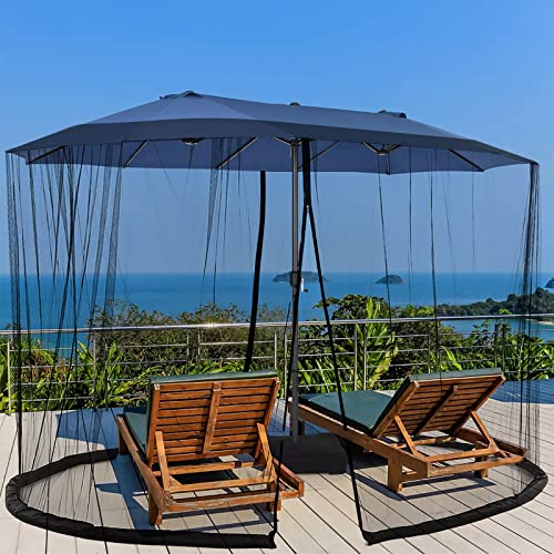 Doosarg Umbrella Netting For Outdoor Umbrellas, Patio Umbrella Mosquito Netting For 13Ft Double-Sided Umbrella, With Double Zipper Door And Adjustable Rope, (Black) (13Ft) #TOP2