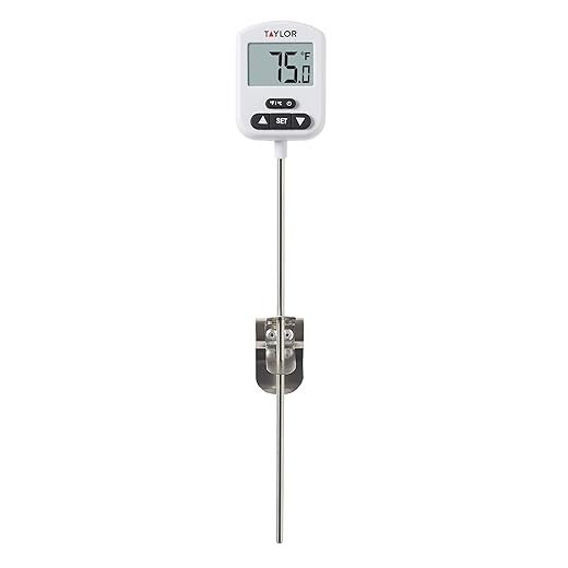 Taylor Programmable Digital Candy and Deep Fry Thermometer with Green Light Alert Display and Adjustable Pan Clip