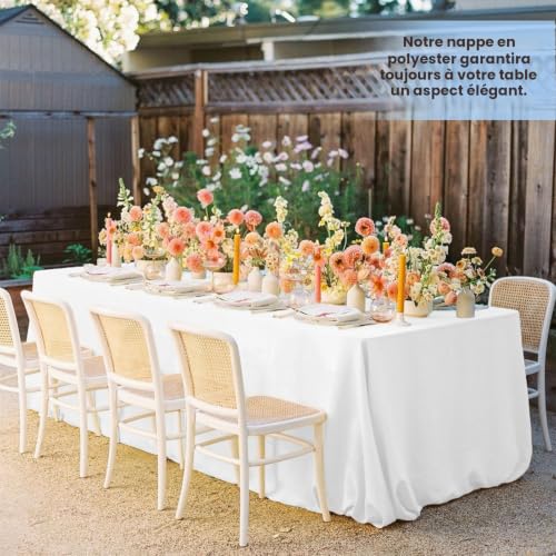 Nappe de table blanche de qualité supérieure Pesonlook lavable en polyester - 8 pièces