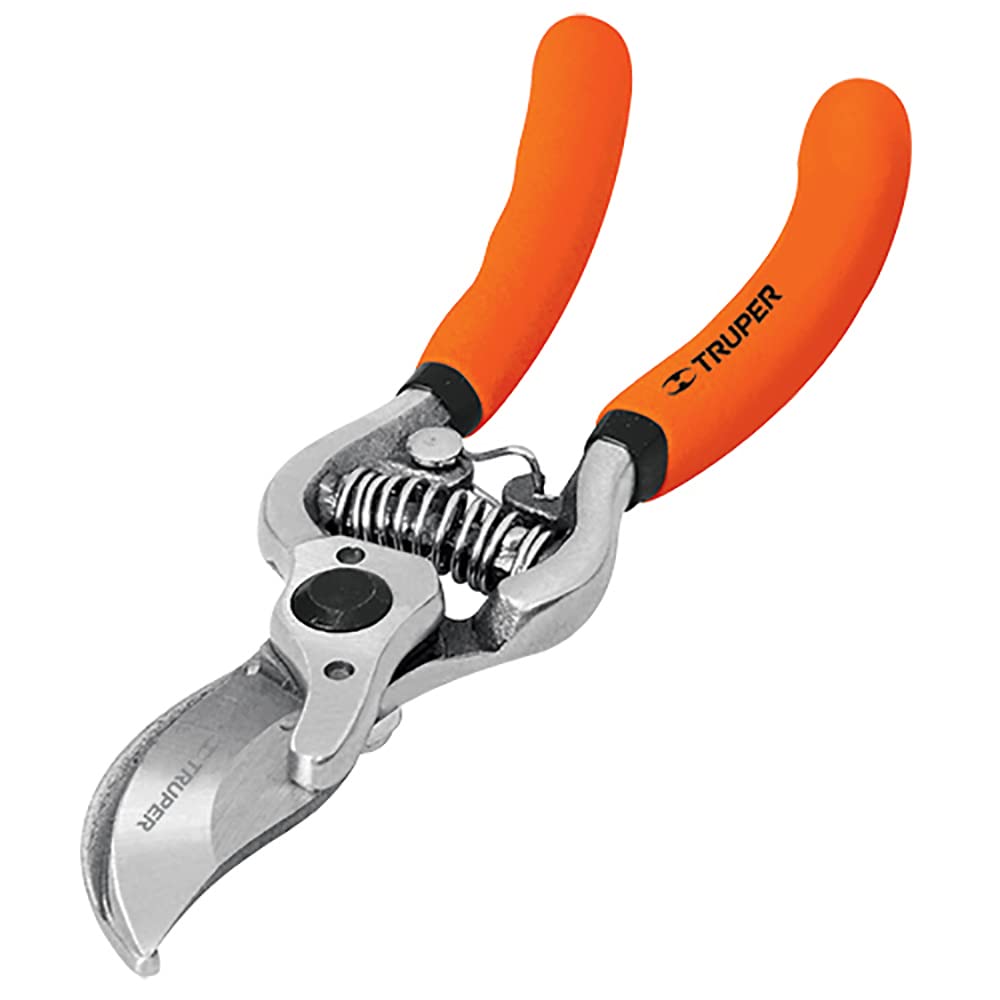 Truper Bypass Pruners, 6 inch, Forged, Stainless Steel, Ambidextrous, Round Point, Classic, 0.5 grams, Garden Scissors