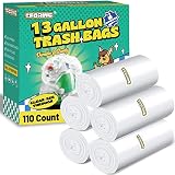 T.FORING 13 Gallon Tall Kitchen Trash Bags - 110 Count Clear Plastic Garbage Bags Unscented Trash Ca
