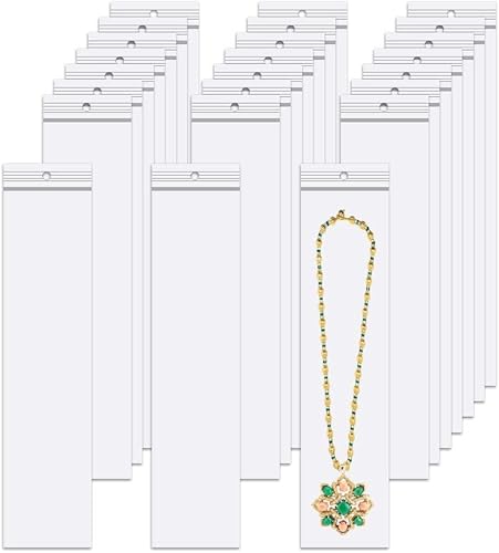 3 bolsas de joyería de 12 pulgadas de largo, transparentes, 100 bolsas transparentes para collares con agujero para colgar, bolsas de almacenamiento