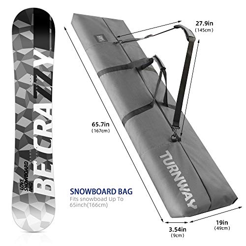 Turnway Snowboard Bag | Store & Transport Snowboard Up To 165 Cm & Extras | Waterproof - For Men, Women And Youth (Grey) #TOP1