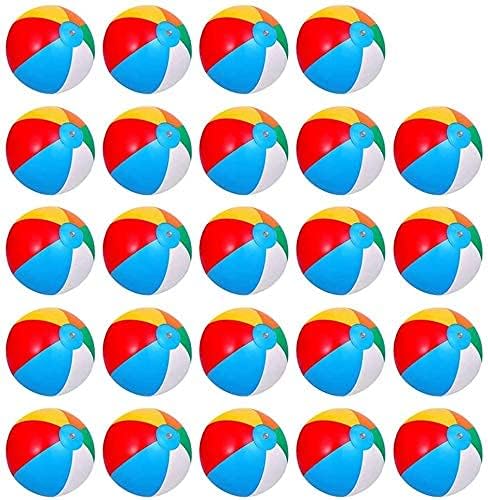 Inflatable Beach Balls 24 Pack for Kids Pool Toys, Rainbow Color Summer Water Toy Indoor Outdoor Fun Play Game Activities, Birthday Party Favors, Hawaiian Tropical Theme Party Decorations