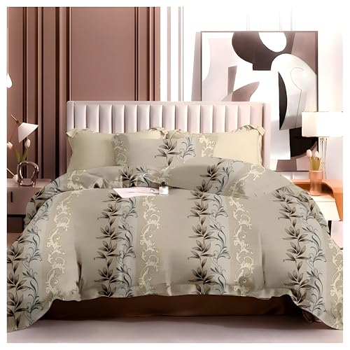 Image of 200 TC Cotton Bedsheet Set with 2 Pillow Covers | King Size Soft Breathable Wrinkle Free - Floral Printed Double Bedsheets | Bed Size 78x78x10 Inches | Pillow Covers Fit Up to 10 Inch