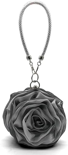 Miniatura 2 de Bolso de noche en forma de rosa, bolso de mano de satén suave, bolso de mano floral para mujer, bolso de fiesta de boda