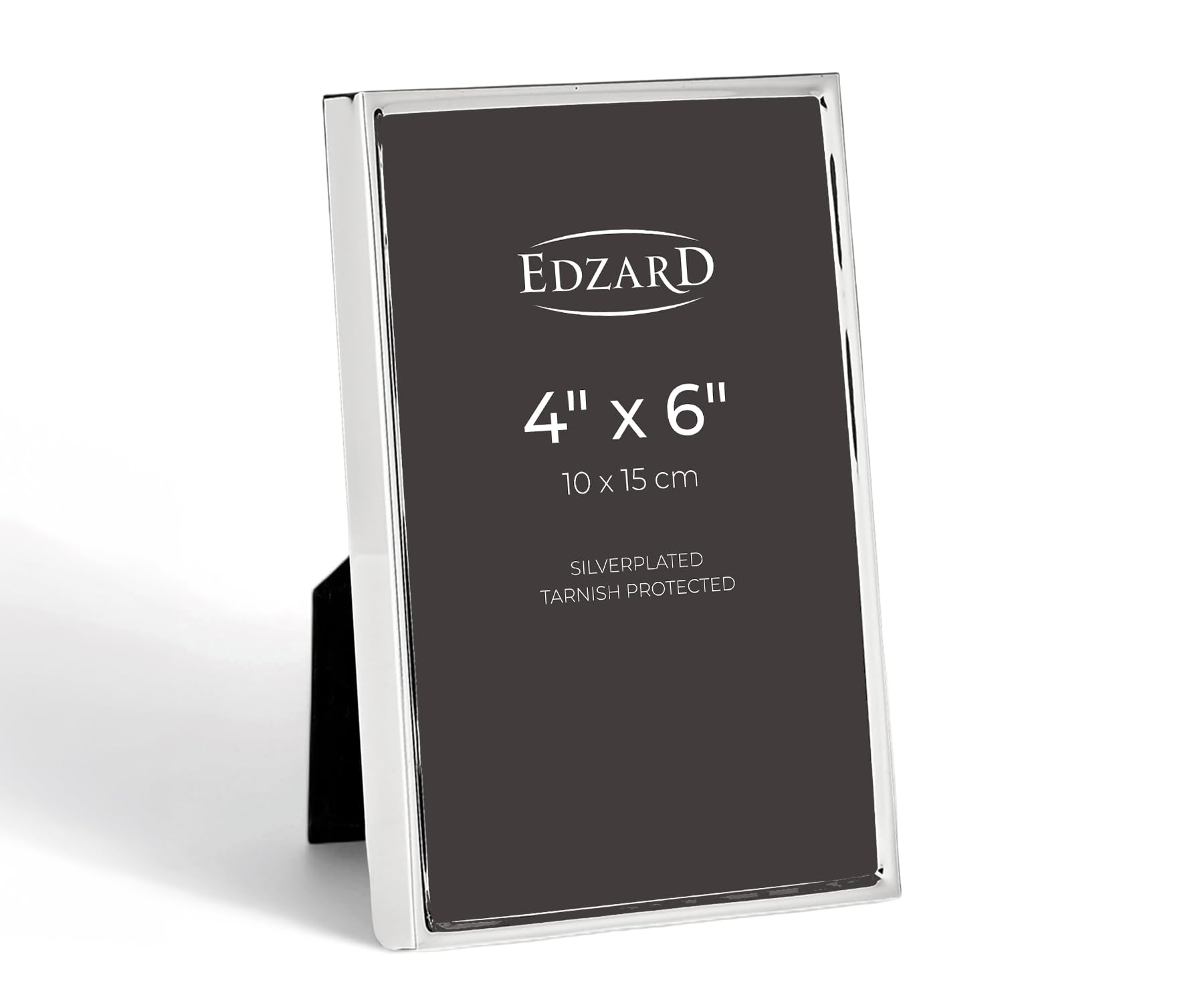 Edzard Silver Plated Photo Frame 4"x6" (10x15 cm) Otto, Non-Tarnishing, High Gloss Finish, Real Glass Front & Premium Velvet Back, Portrait or Landscape Display - Elegant Wedding Gift