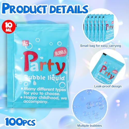 Halloscume 100 Pcs 10 ml Bubble Liquid Refill Solution for Bubble Gun Wand Outdoor Activities Party Favors