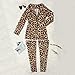 CQWL Women's 2 Piece Outfits Fashion Printed Long Sleeve Blazer Jacket and Slim fit Stockings Set Leopard