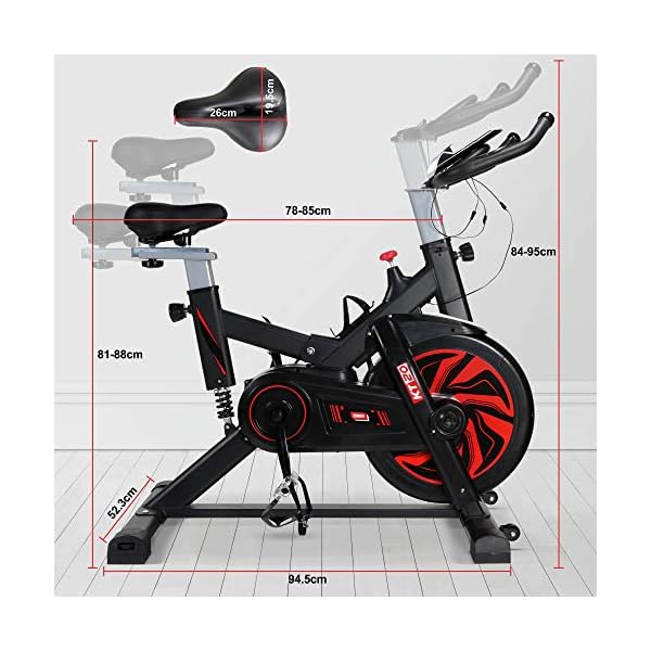 Exercise Bike 13Lbs Flywheel Cycling Exercise Stationary Bikes for users up to 175cm Cardio Indoor Workout Machine Bike Belt Drive Resistance Levels with LCD Digital Monitor & Pulse for Home Gym Lose Weight