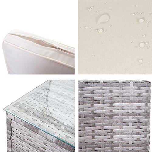 Mendler Poly-Rattan-Garnitur HWC-D24, Garten-/Lounge-Set Sofa - grau, Polster Creme – Bild 4